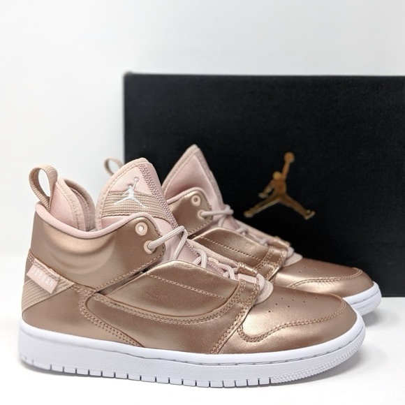 Air Jordan Metallic Rose Gold Sneakers Fadeaway SE GS 6Y = 7.5 Women’s RARE - Picture 5 of 6